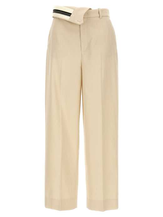 Beige Wool Casual Pants