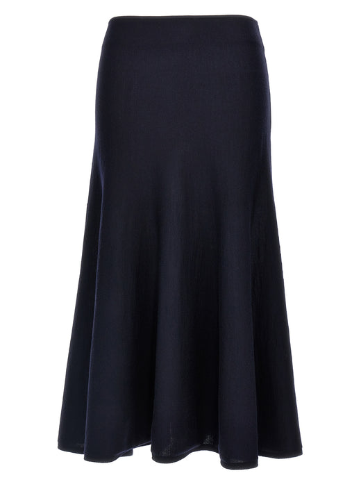 Blue Wool Midi Skirt