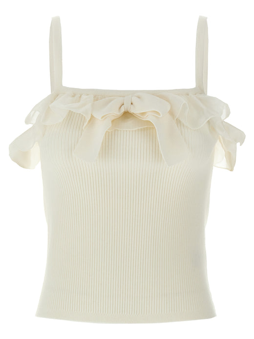 White Wool Sleeveles T-Shirt