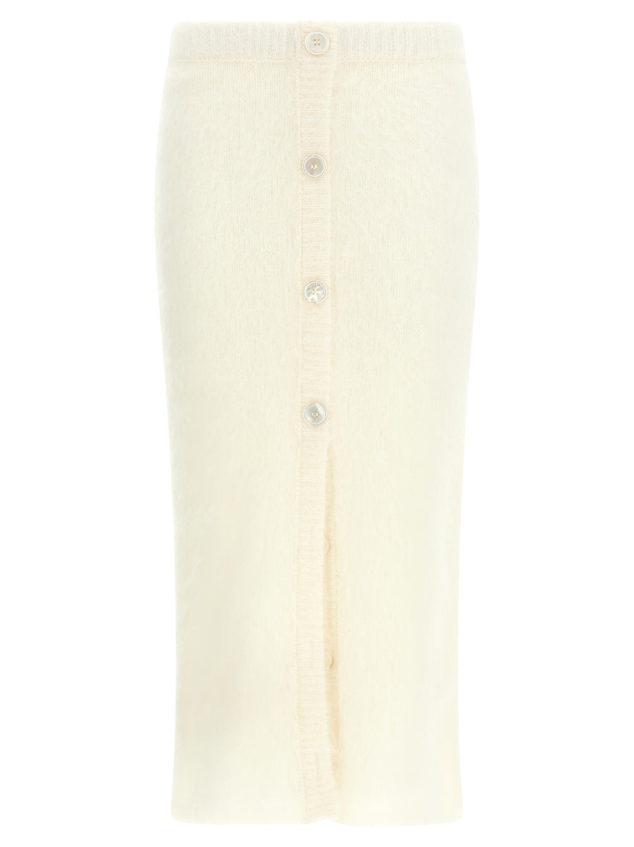 White Other Fibres Midi Skirt