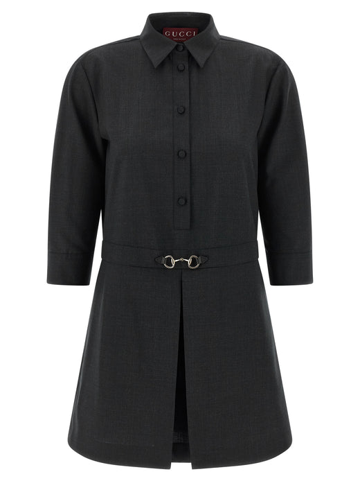 Gray Wool Short Dress
