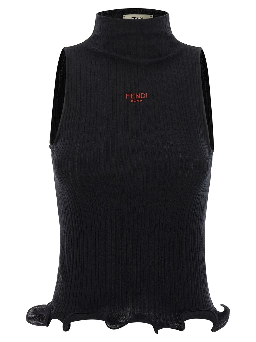 Black Polyester Sleeveles T-Shirt