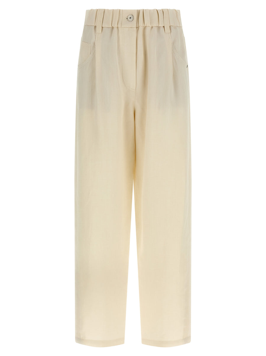 White Viscose Casual Pants