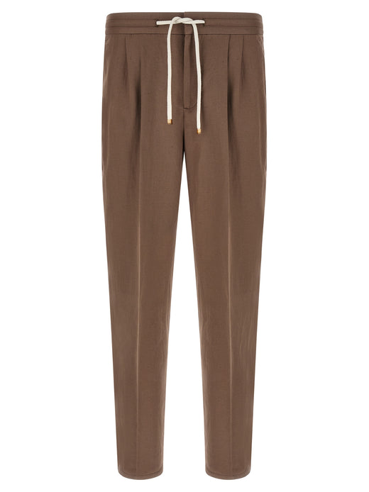 Brown Linen Casual Pants