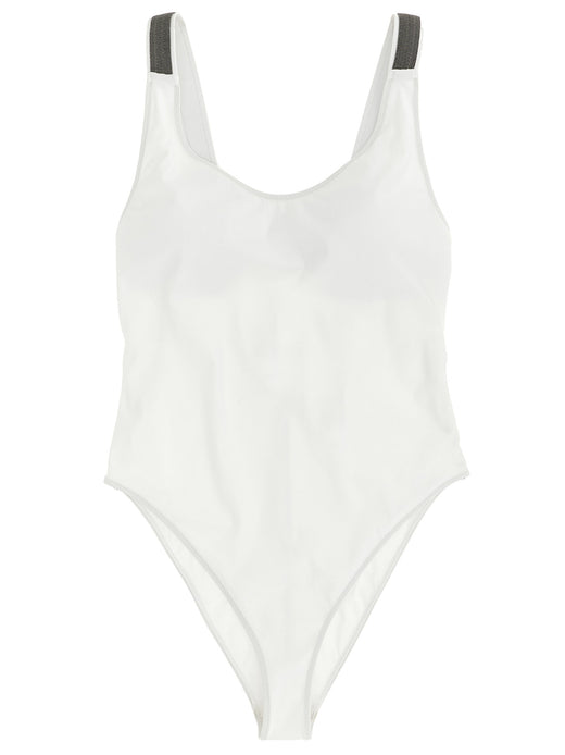 White Polyamide One-Piece Swimsuit