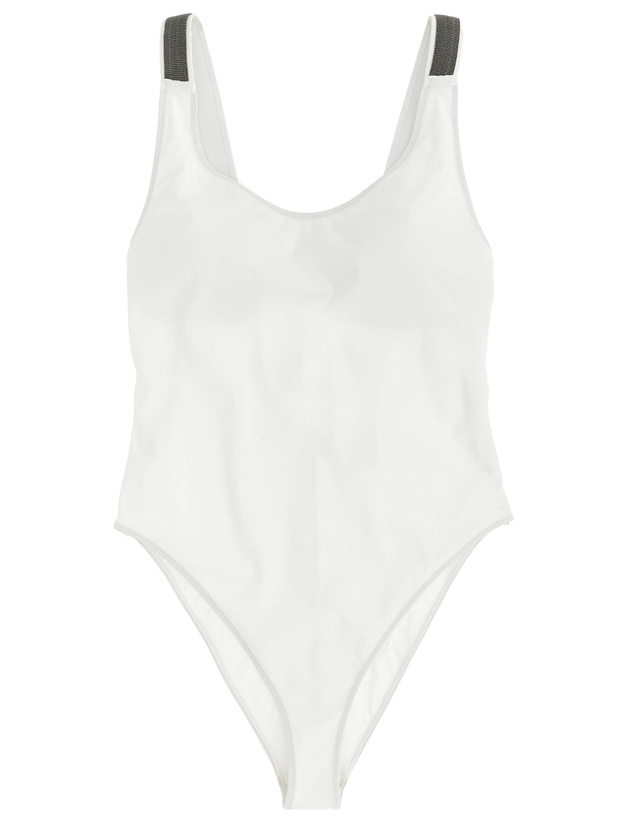 White Polyamide One-Piece Swimsuit