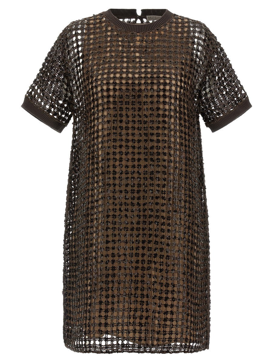 Brown Silk Short Dress