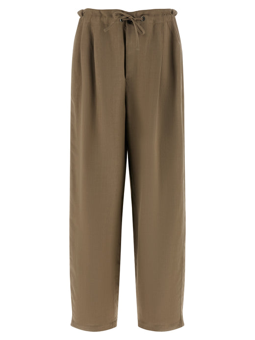 Beige Viscose Casual Pants