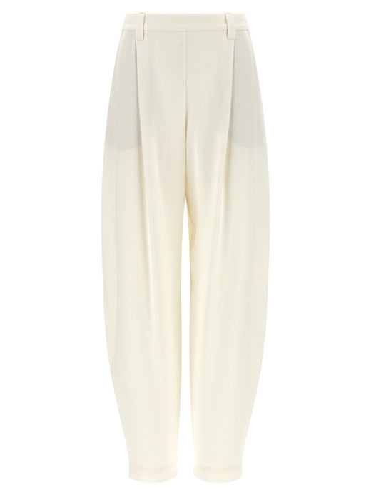 Beige Viscose Casual Pants