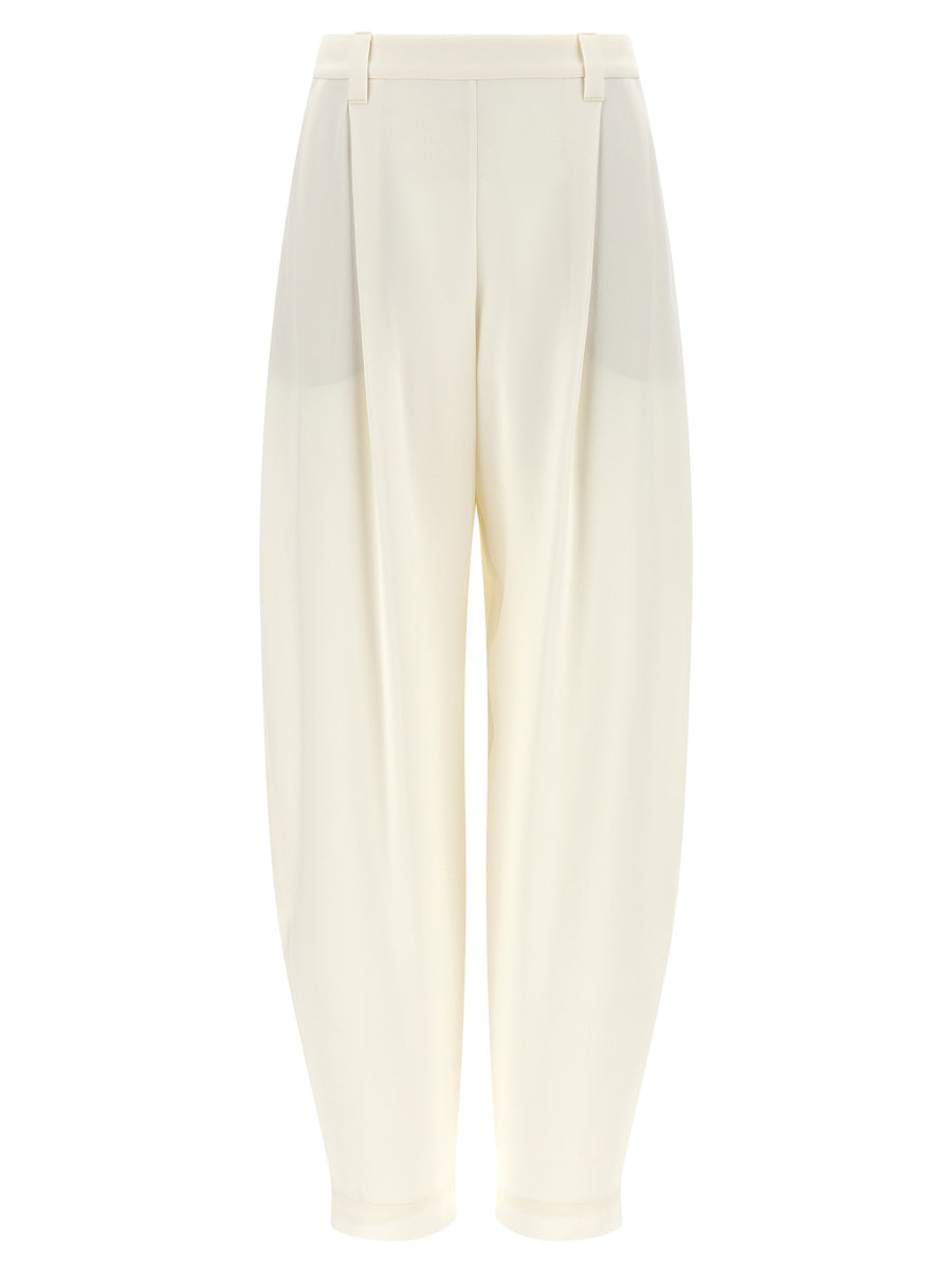 Beige Viscose Casual Pants