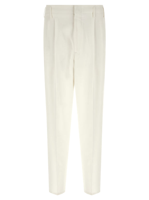 White Cotton Casual Pants