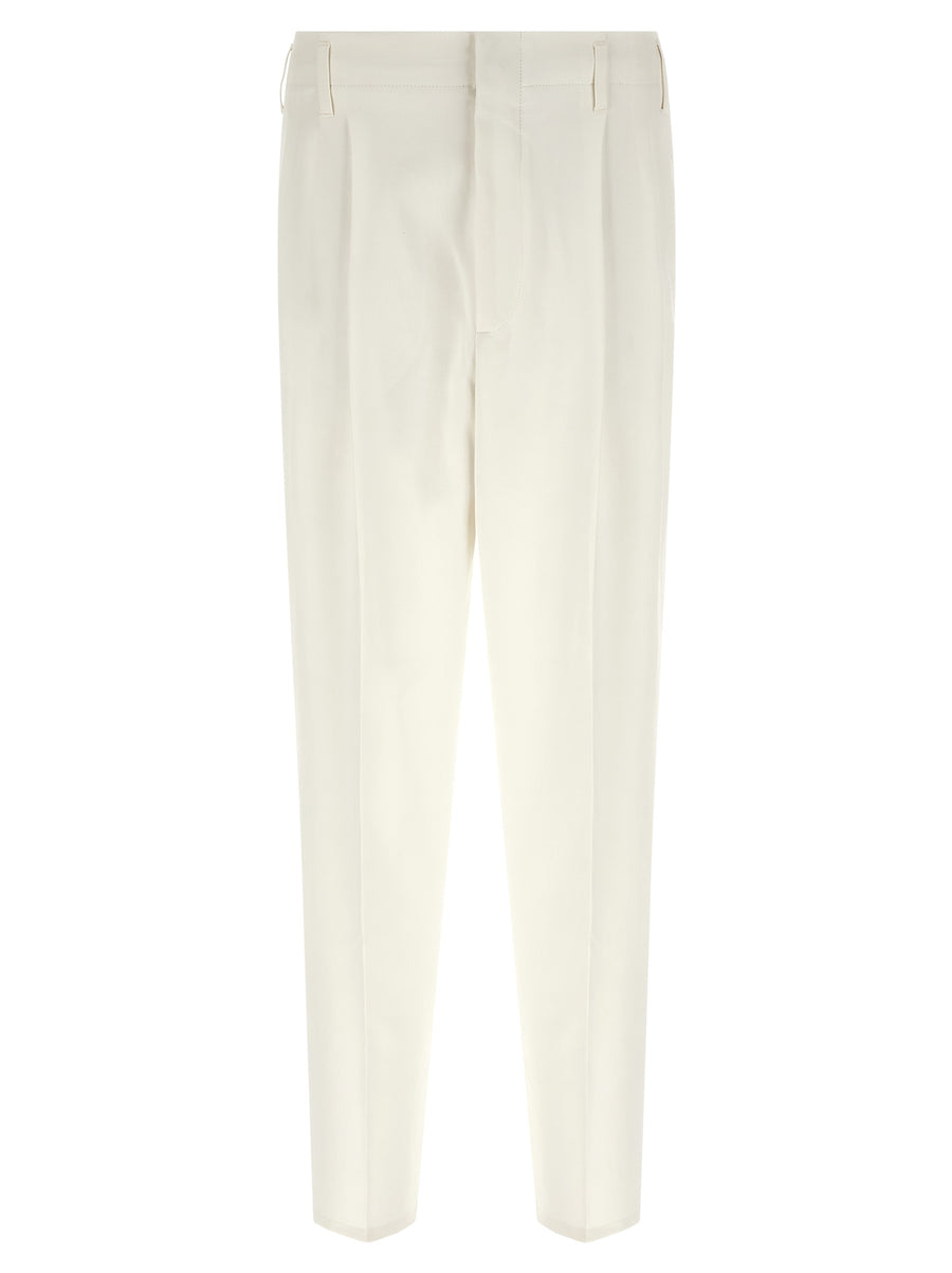 White Cotton Casual Pants