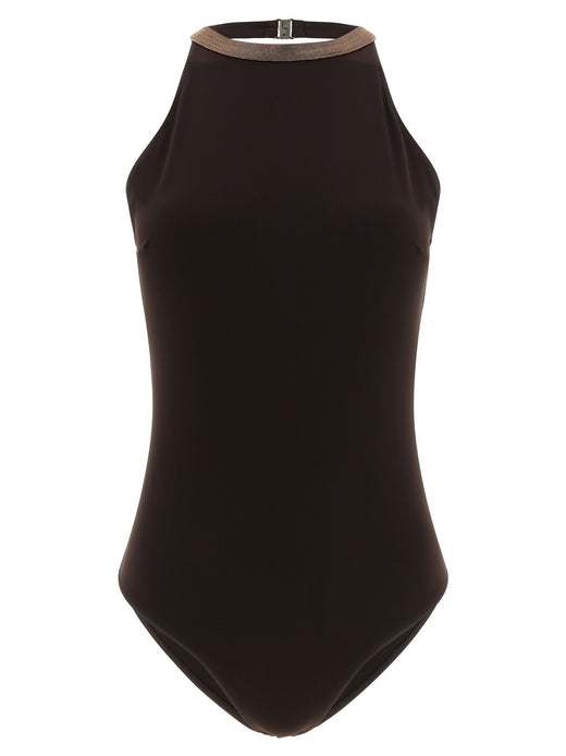 Brown Polyamide One-Piece Swimsuit