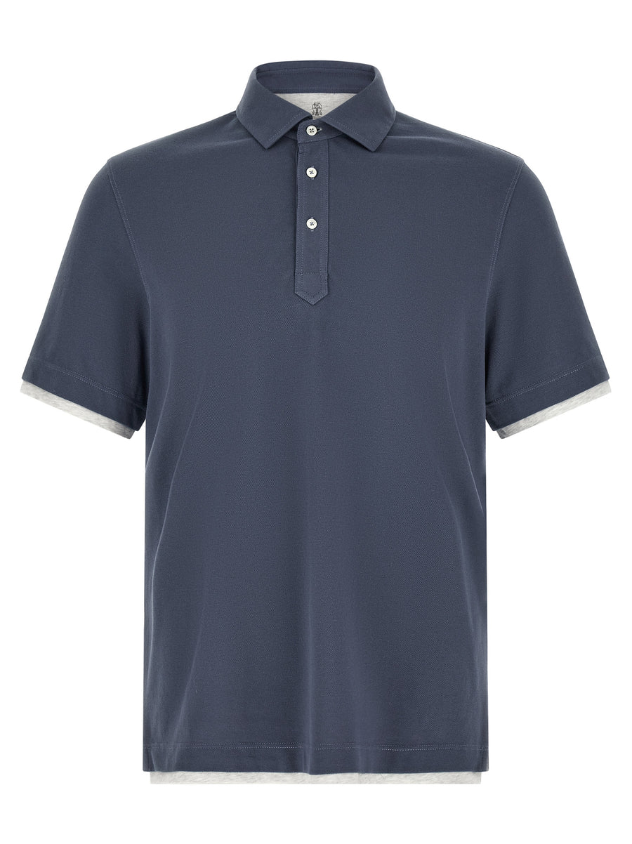 Blue Cotton Polo Shirt