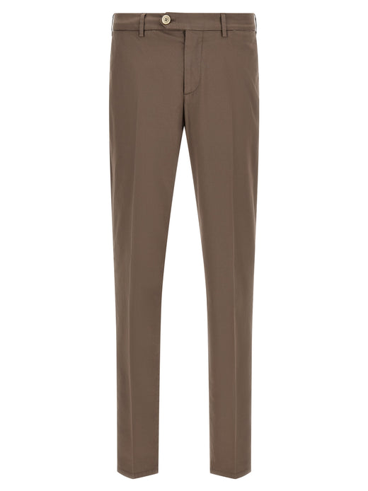 Beige Cotton Casual Pants