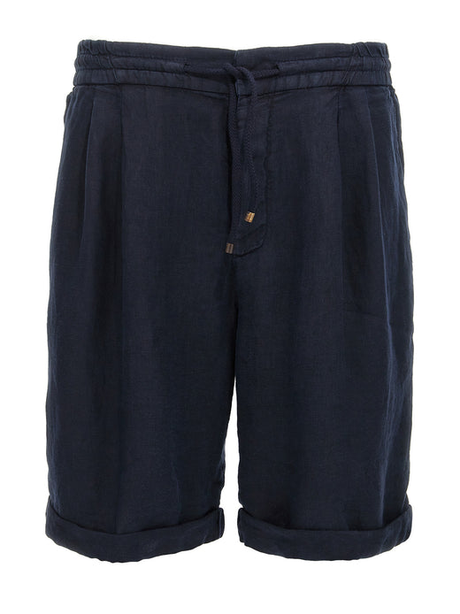 Blue Linen Bermuda Shorts