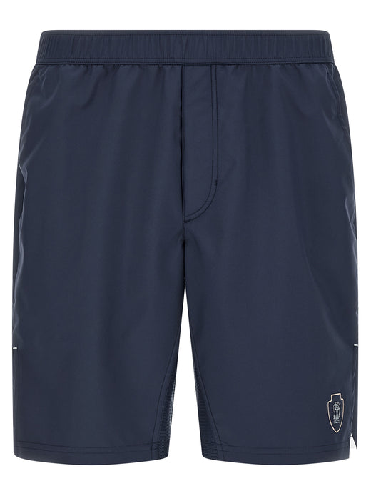 Blue Polyester Bermuda Shorts