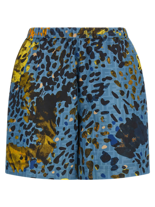 Blue Polyester Bermuda Shorts