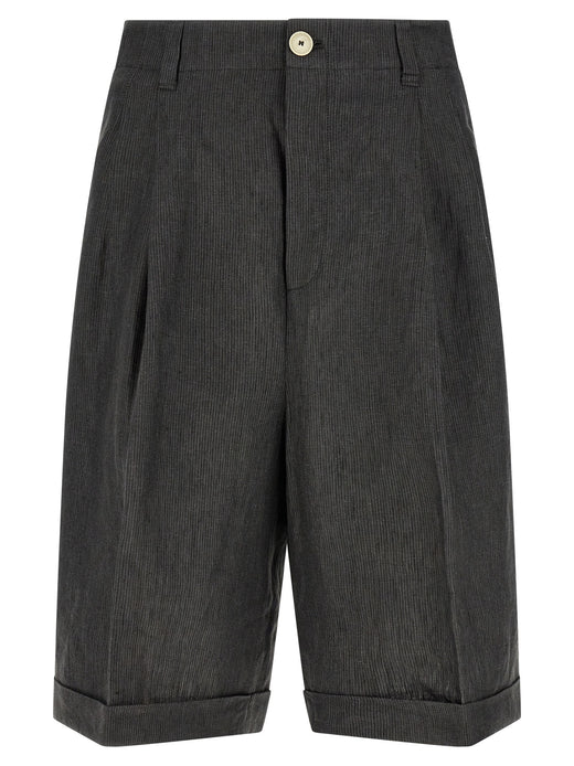 Gray Linen Bermuda Shorts