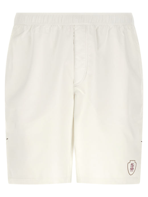 White Polyester Bermuda Shorts