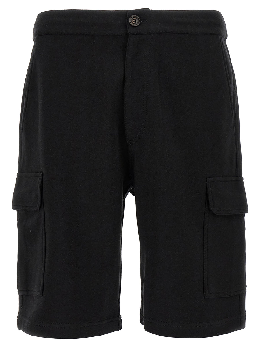 Black Cotton Bermuda Shorts