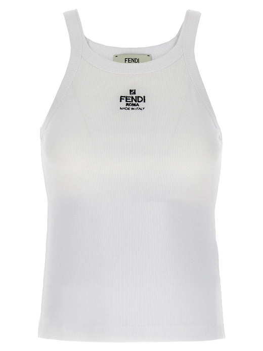 White Cotton Sleeveles T-Shirt