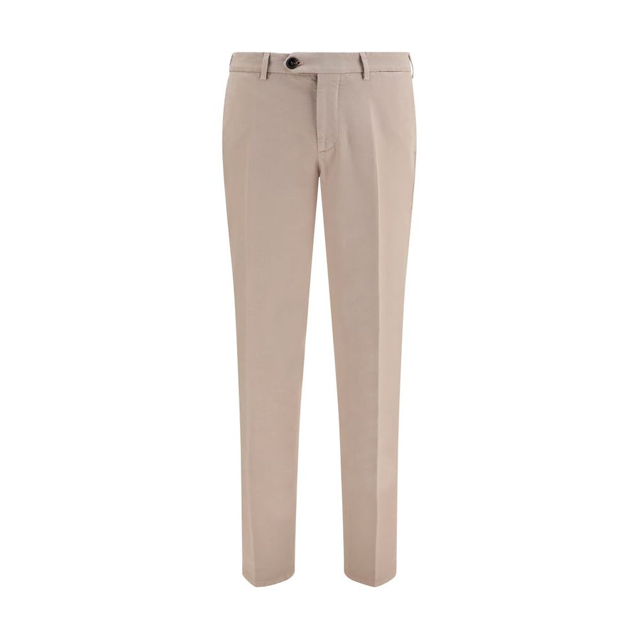 Beige Cotton Casual Pants