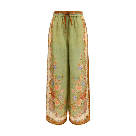 Multicolor Silk Casual Pants