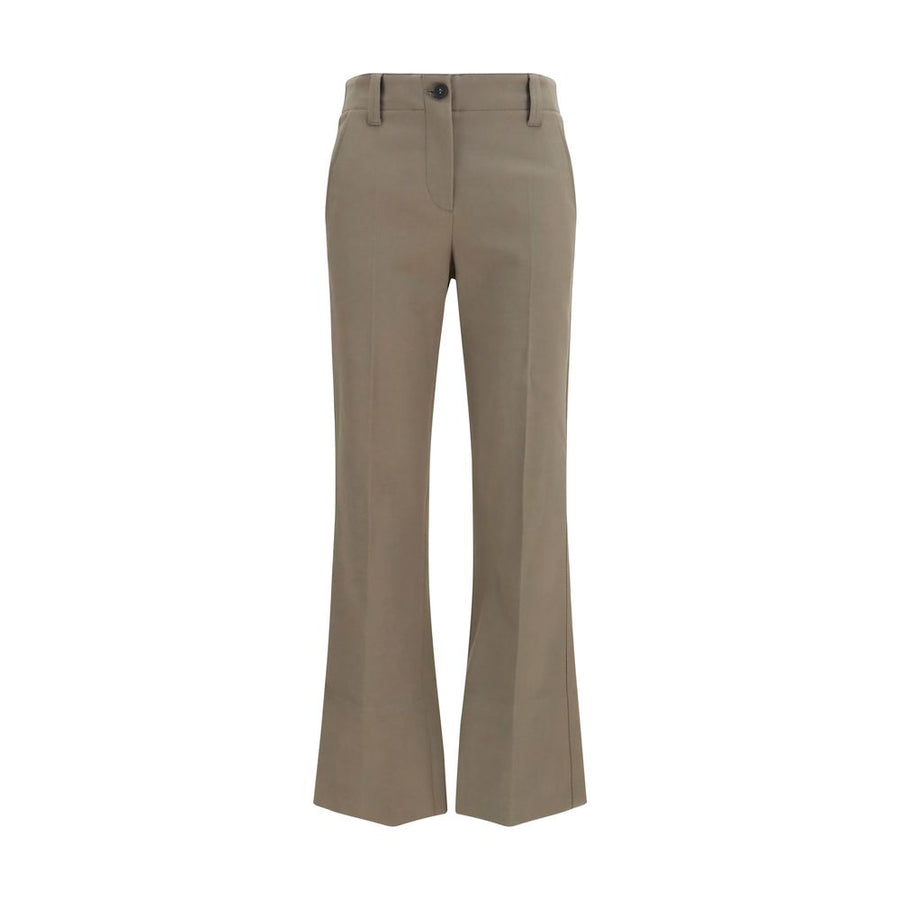 Brown Cotton Flared Pants
