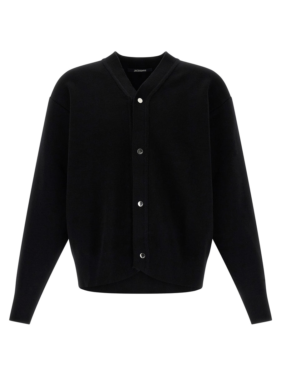 Black Merino Wool Cardigan