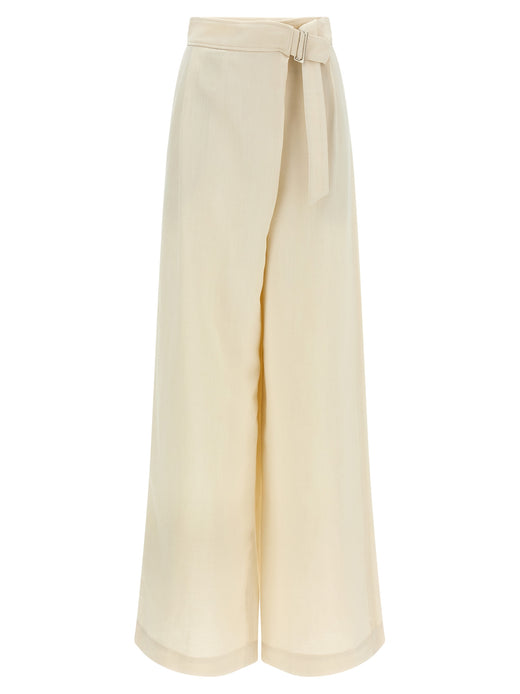 White Viscose Casual Pants