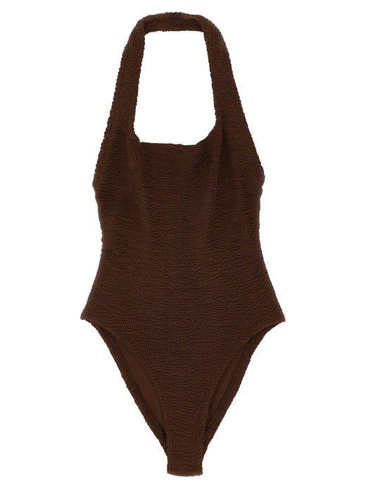 Brown Polyamide One-Piece Swimsuit