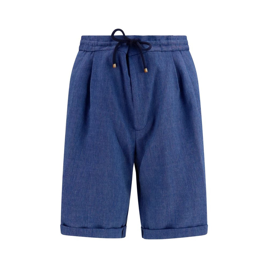 Blue Linen Bermuda Shorts
