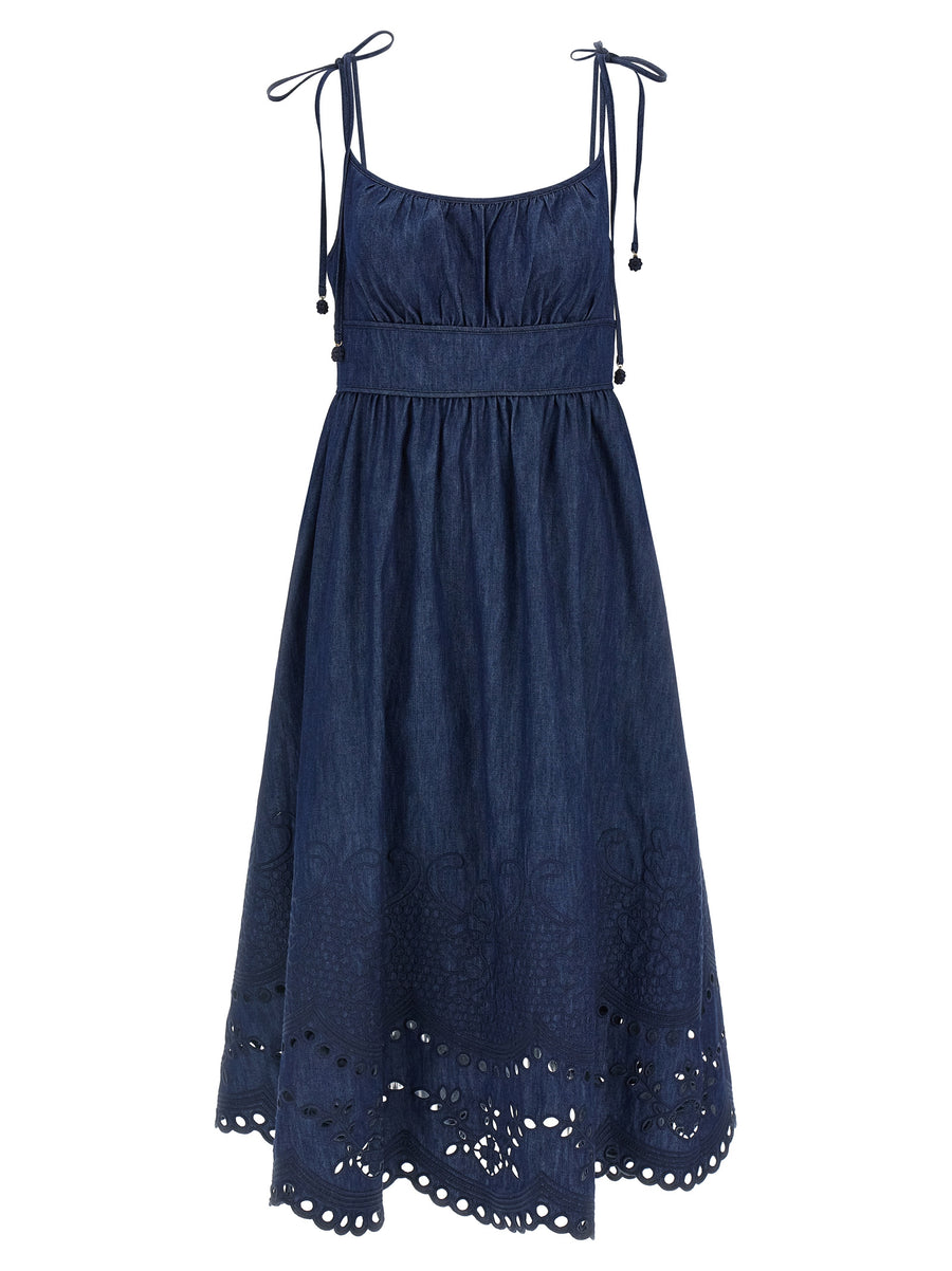 Blue Cotton Midi Dress