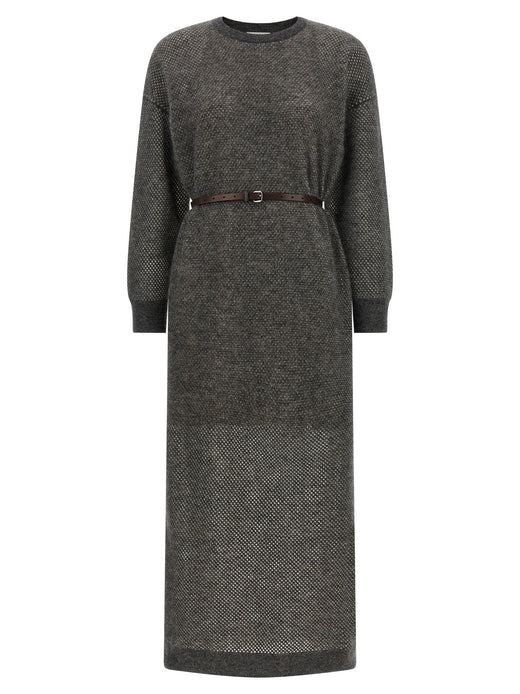 Gray Wool Midi Dress