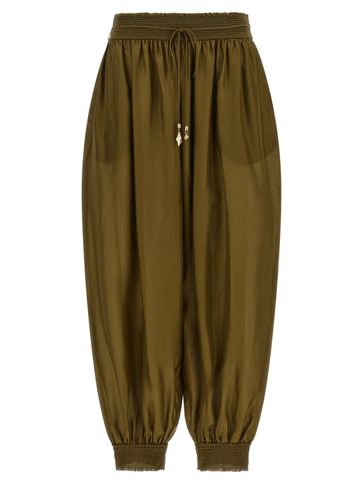 Bicolor Silk Casual Pants