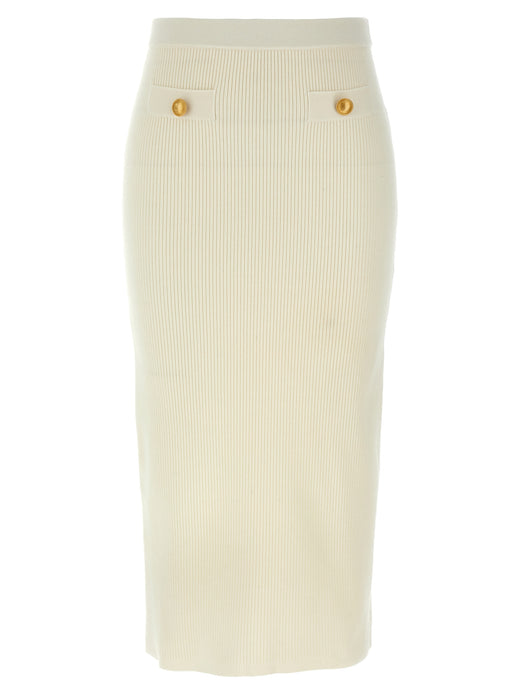 White Wool Midi Skirt