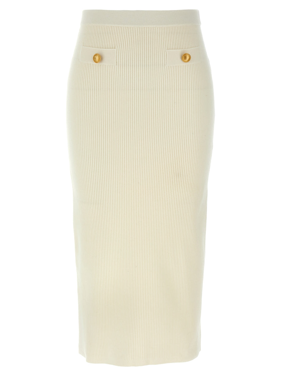 White Wool Midi Skirt