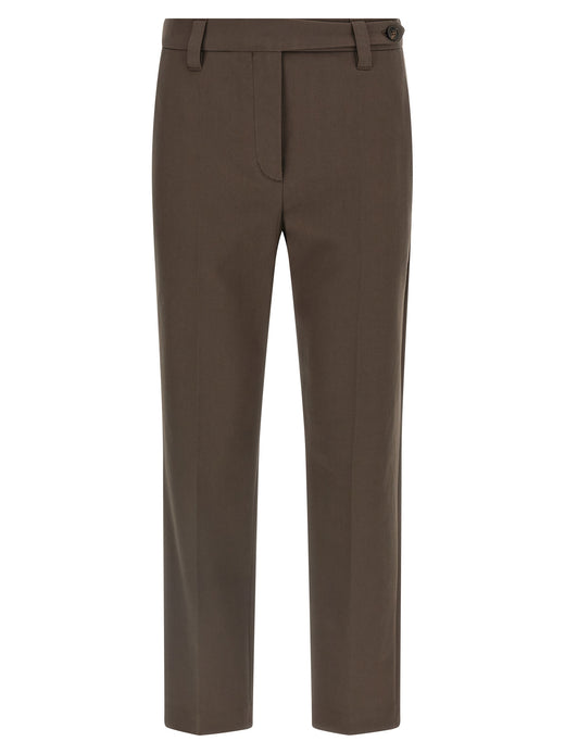 Brown Cotton Casual Pants