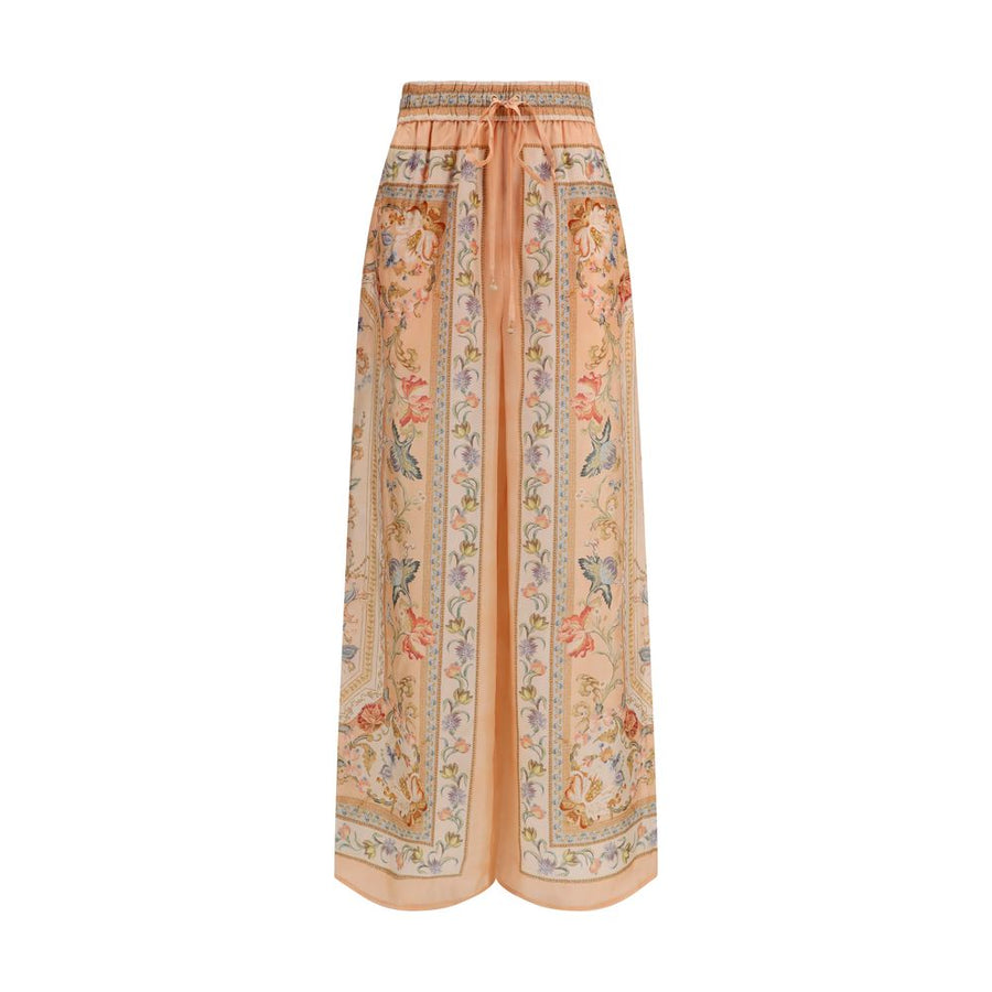 Multicolor Silk Casual Pants