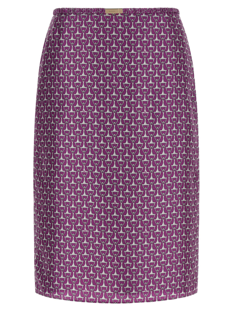 Purple Silk Midi Skirt