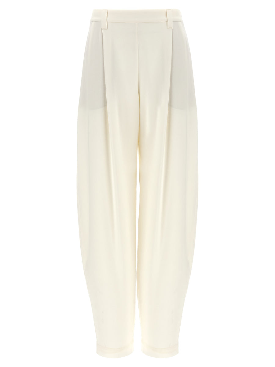 White Silk Casual Pants
