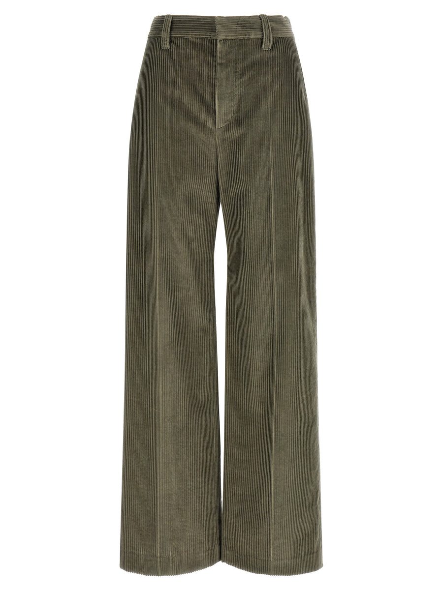 Bicolor Cotton Flared Pants