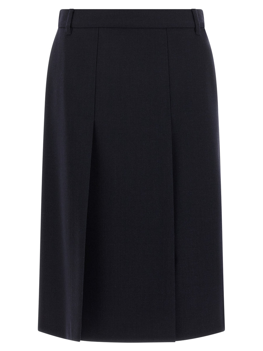 Blue Virgin Wool Midi Skirt