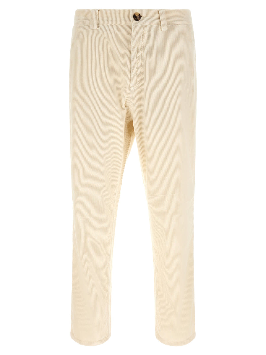 Beige Cotton Casual Pants