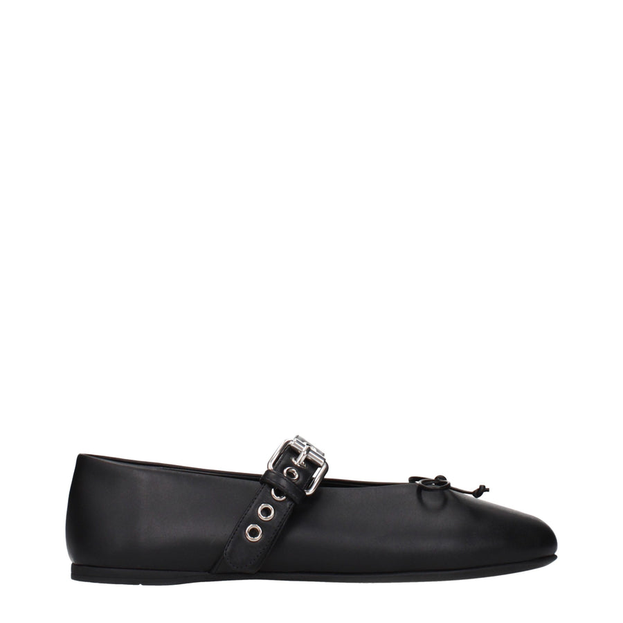 Black Leather Ballet Flats