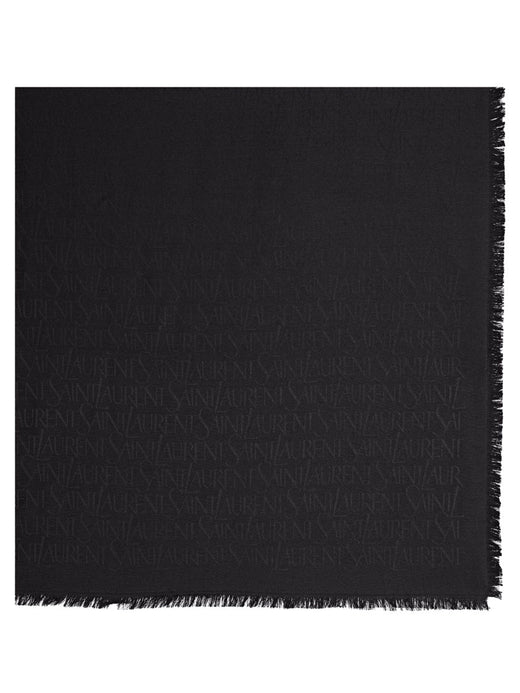 Saint Laurent Square Silk Scarf — Black Scarfs