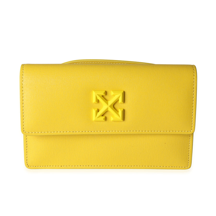 Off-White Yellow Saffiano Leather Jitney 0.8 Tonal Arrow Belt Bag Handbag