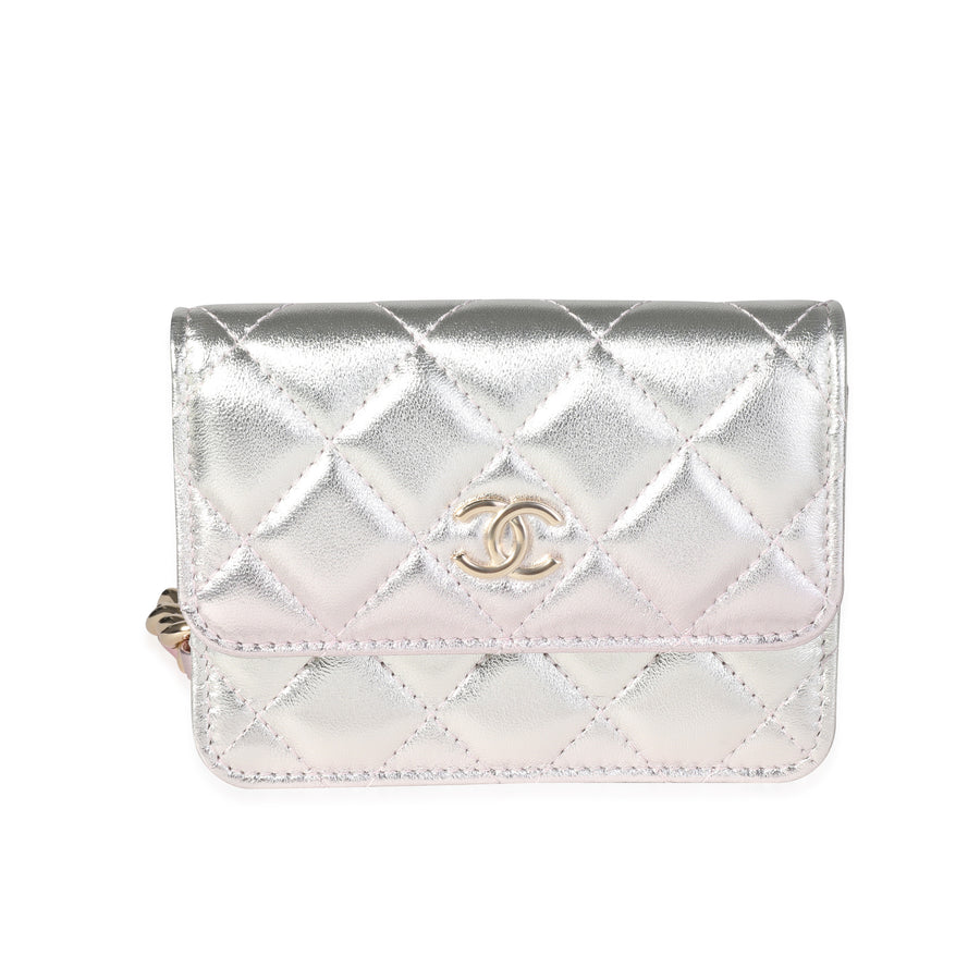Chanel Metallic Ombre Quilted Lambskin Belt Bag Metallic; Pink; Silver Leather Handbag