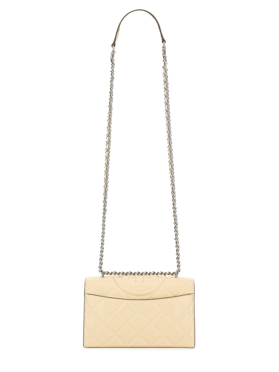 Tory Burch Fleming Small Shoulder Bag — Beige Goat Leather